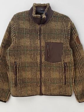 NWT! POLO RALPH LAUREN MEN'S MEDIUM BROWN GLEN PLAID PILE FLEECE JACKET